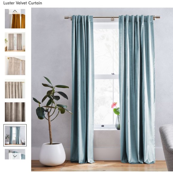 West Elm Other - West Elm Luster Velvet Curtain Panel (1) 48" X 96"  in Silver Mist